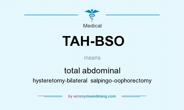 What does TAH-BSO mean? It stands for total abdominal hysteretomy-bilateral  salpingo-oophorectomy