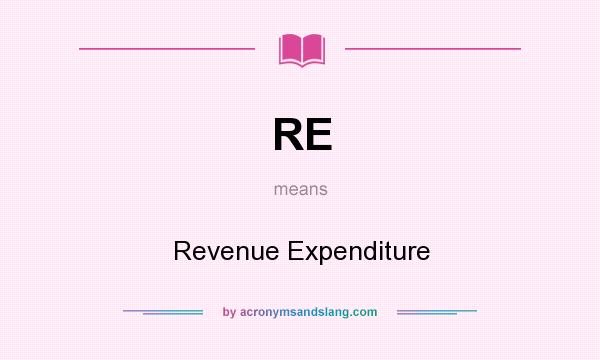 What does RE mean? It stands for Revenue Expenditure