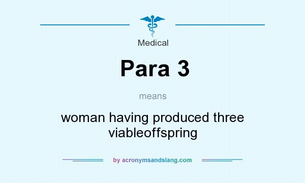 What does Para 3 mean? It stands for woman having produced three viableoffspring