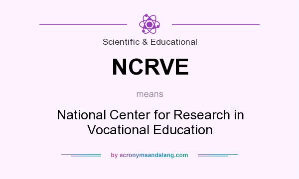 What does NCRVE mean? It stands for National Center for Research in Vocational Education