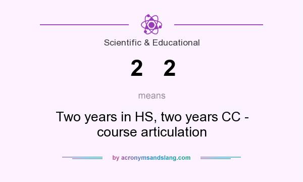What does 2   2 mean? It stands for Two years in HS, two years CC - course articulation