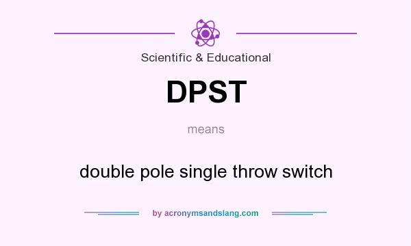 What does DPST mean? It stands for double pole single throw switch