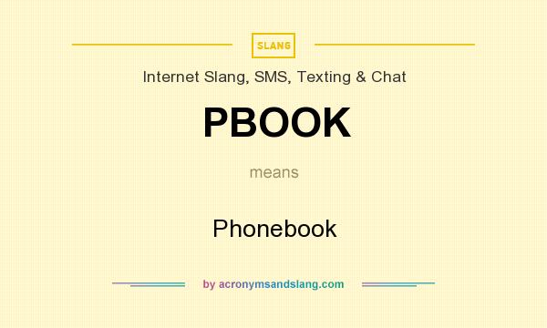 What does PBOOK mean? It stands for Phonebook