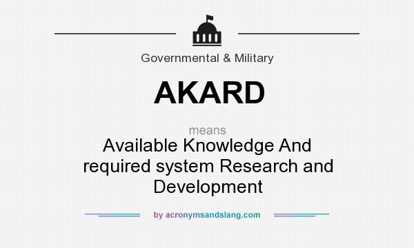 What does AKARD mean? It stands for Available Knowledge And required system Research and Development
