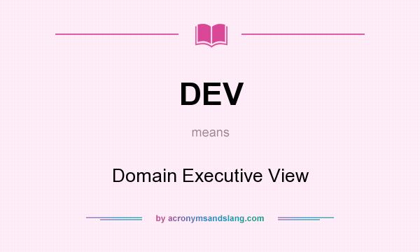 What does DEV mean? It stands for Domain Executive View