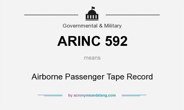 What does ARINC 592 mean? It stands for Airborne Passenger Tape Record
