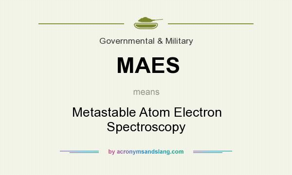 What does MAES mean? It stands for Metastable Atom Electron Spectroscopy