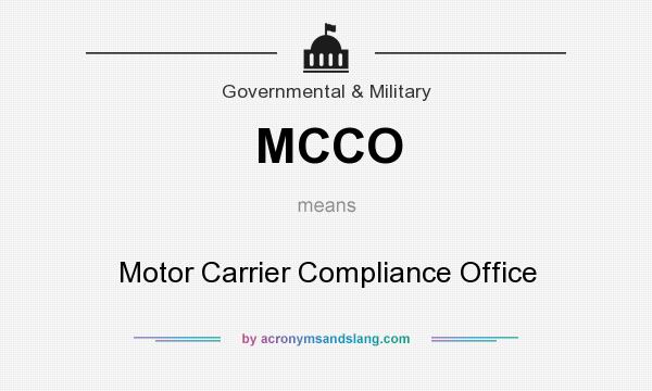 What does MCCO mean? It stands for Motor Carrier Compliance Office