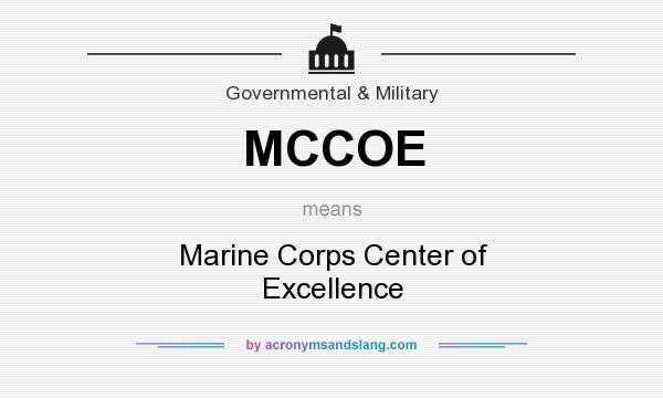 What does MCCOE mean? It stands for Marine Corps Center of Excellence