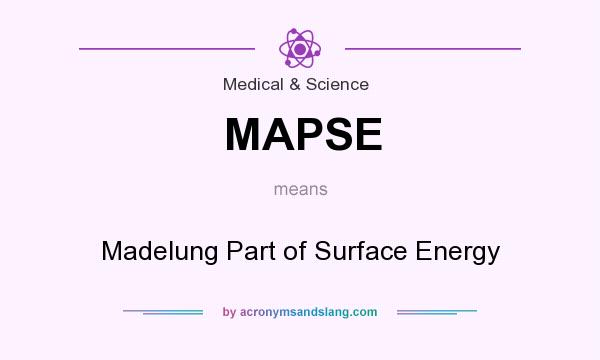 What does MAPSE mean? It stands for Madelung Part of Surface Energy