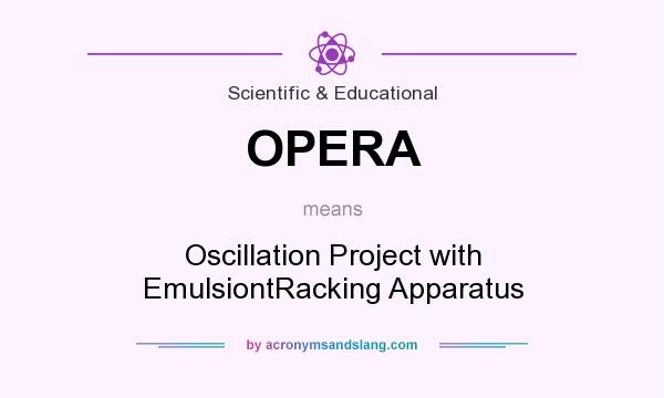 What does OPERA mean? It stands for Oscillation Project with EmulsiontRacking Apparatus