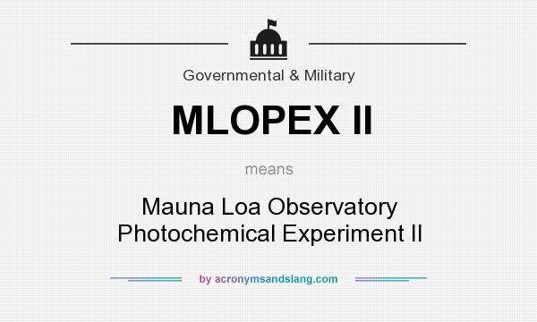 What does MLOPEX II mean? It stands for Mauna Loa Observatory Photochemical Experiment II