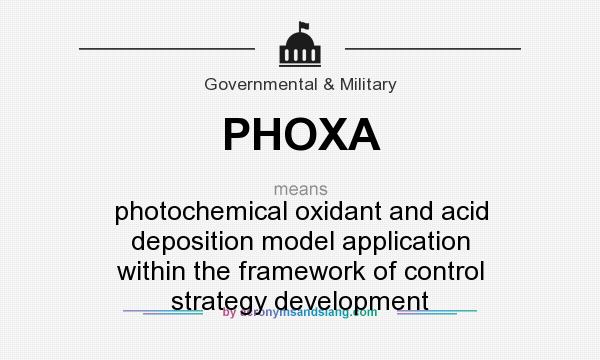 What does PHOXA mean? It stands for photochemical oxidant and acid deposition model application within the framework of control strategy development
