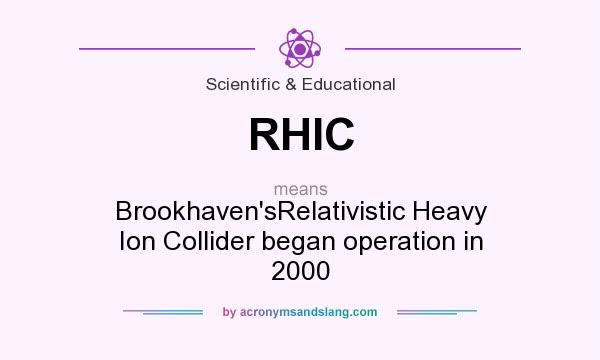 What does RHIC mean? It stands for Brookhaven`sRelativistic Heavy Ion Collider began operation in 2000