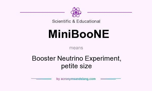 What does MiniBooNE mean? It stands for Booster Neutrino Experiment, petite size
