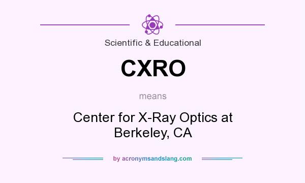 What does CXRO mean? It stands for Center for X-Ray Optics at Berkeley, CA