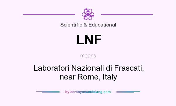 What does LNF mean? It stands for Laboratori Nazionali di Frascati, near Rome, Italy