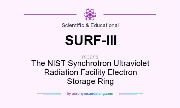 What does SURF-III mean? It stands for The NIST Synchrotron Ultraviolet Radiation Facility Electron Storage Ring