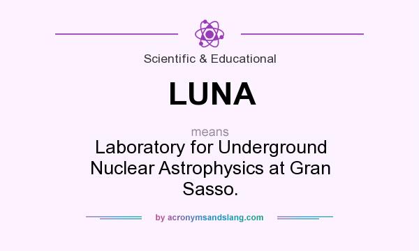What does LUNA mean? It stands for Laboratory for Underground Nuclear Astrophysics at Gran Sasso.