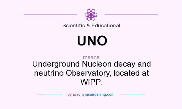 What does UNO mean? It stands for Underground Nucleon decay and neutrino Observatory, located at WIPP.
