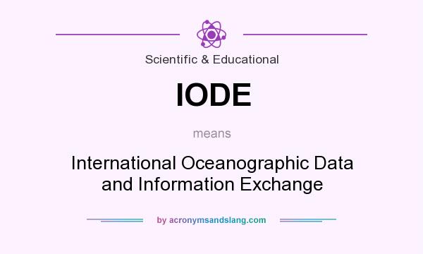 What does IODE mean? It stands for International Oceanographic Data and Information Exchange