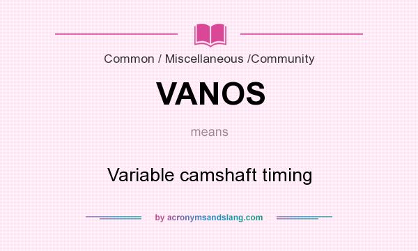 What does VANOS mean? It stands for Variable camshaft timing