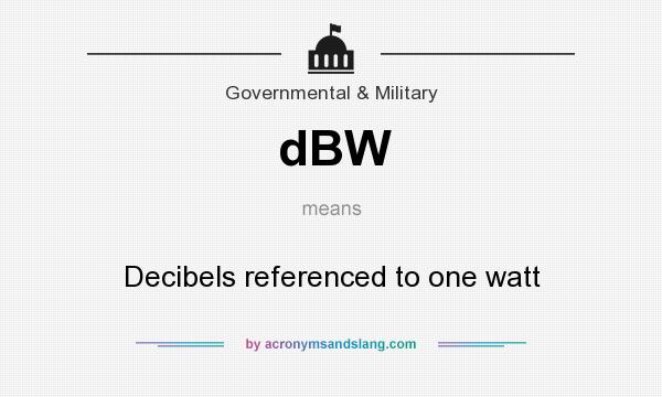 What does dBW mean? It stands for Decibels referenced to one watt