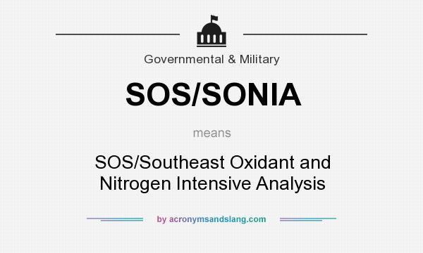 What does SOS/SONIA mean? It stands for SOS/Southeast Oxidant and Nitrogen Intensive Analysis