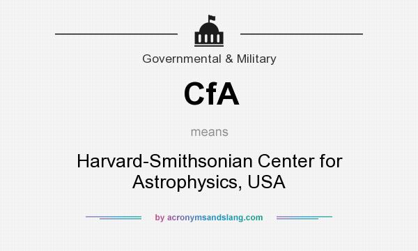 What does CfA mean? It stands for Harvard-Smithsonian Center for Astrophysics, USA