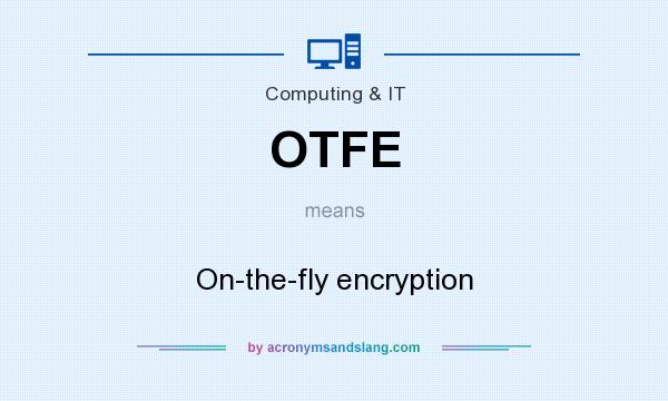 What does OTFE mean? It stands for On-the-fly encryption