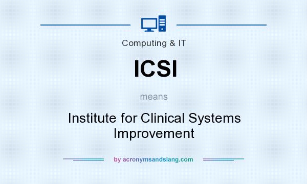 What does ICSI mean? It stands for Institute for Clinical Systems Improvement