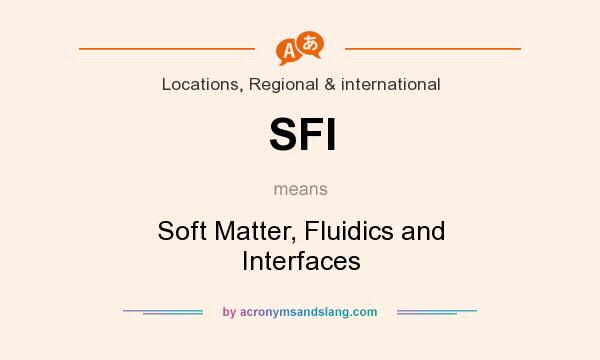 What does SFI mean? It stands for Soft Matter, Fluidics and Interfaces