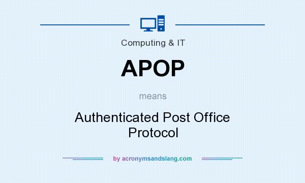 What does APOP mean? It stands for Authenticated Post Office Protocol