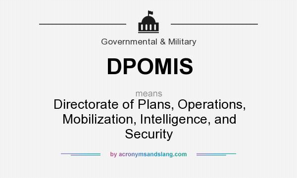 What does DPOMIS mean? It stands for Directorate of Plans, Operations, Mobilization, Intelligence, and Security