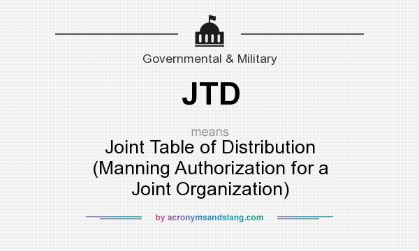 What does JTD mean? It stands for Joint Table of Distribution (Manning Authorization for a Joint Organization)