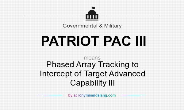 What does PATRIOT PAC III mean? It stands for Phased Array Tracking to Intercept of Target Advanced Capability III