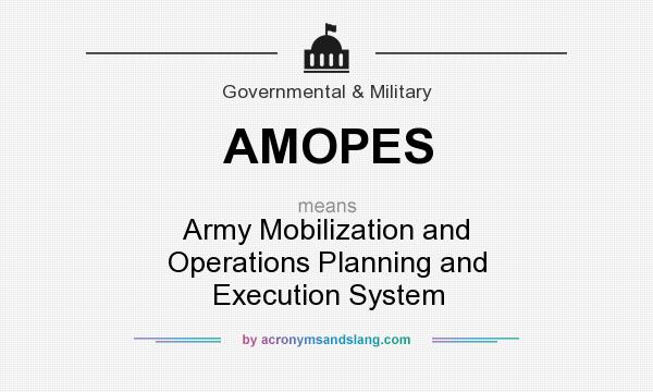 What does AMOPES mean? It stands for Army Mobilization and Operations Planning and Execution System