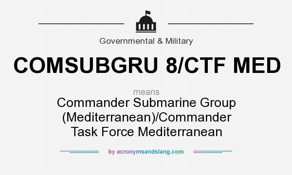 What does COMSUBGRU 8/CTF MED mean? It stands for Commander Submarine Group (Mediterranean)/Commander Task Force Mediterranean