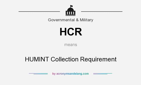 What does HCR mean? It stands for HUMINT Collection Requirement