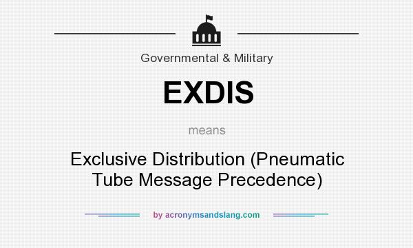What does EXDIS mean? It stands for Exclusive Distribution (Pneumatic Tube Message Precedence)
