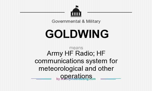 What does GOLDWING mean? It stands for Army HF Radio; HF communications system for meteorological and other operations