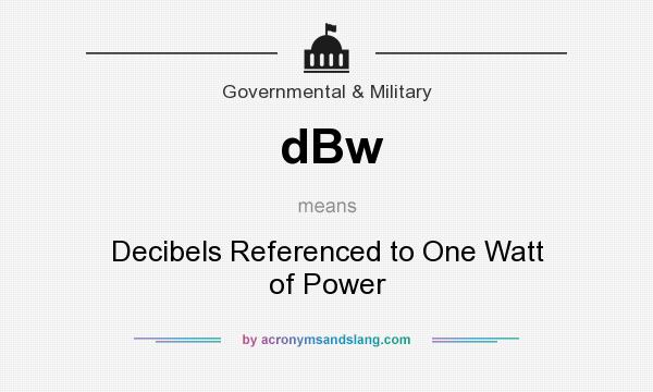 What does dBw mean? It stands for Decibels Referenced to One Watt of Power