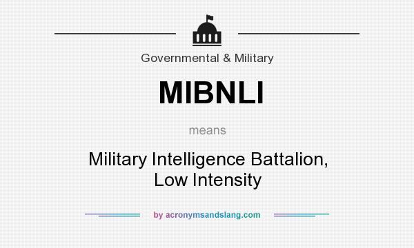 What does MIBNLI mean? It stands for Military Intelligence Battalion, Low Intensity