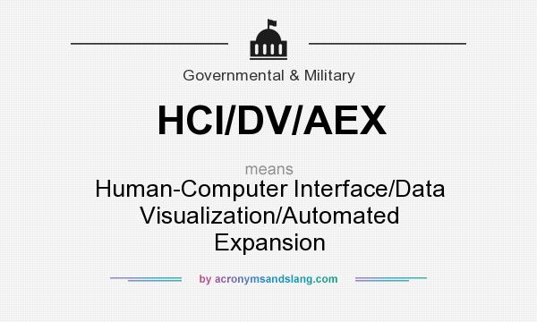 What does HCI/DV/AEX mean? It stands for Human-Computer Interface/Data Visualization/Automated Expansion
