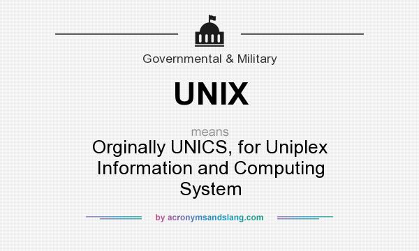 What does UNIX mean? It stands for Orginally UNICS, for Uniplex Information and Computing System