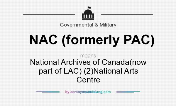 What does NAC (formerly PAC) mean? It stands for National Archives of Canada(now part of LAC) (2)National Arts Centre
