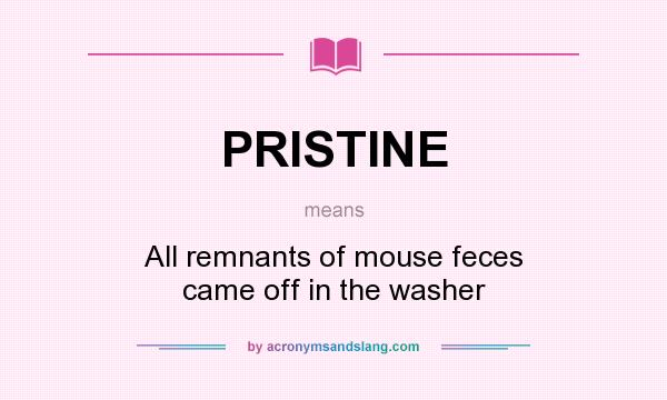 What does PRISTINE mean? It stands for All remnants of mouse feces came off in the washer