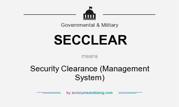 What does SECCLEAR mean? It stands for Security Clearance (Management System)