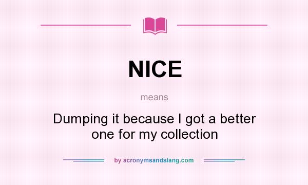 What does NICE mean? It stands for Dumping it because I got a better one for my collection