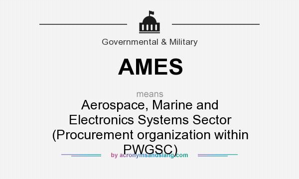 What does AMES mean? It stands for Aerospace, Marine and Electronics Systems Sector (Procurement organization within PWGSC)